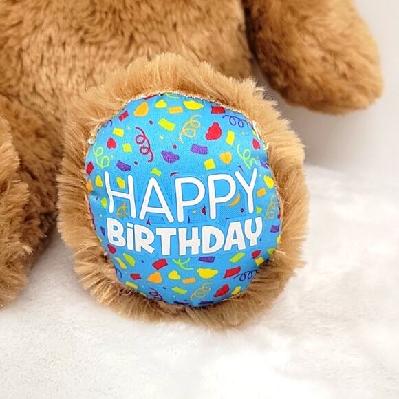 Build A Bear Happy Birthday Bear Light Brown w/Blue Paws and the B-A-B Logo - Picture 2 of 12